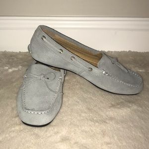 Lands End women’s suede light gray loafers